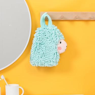 Imagem de Tyrafry Linda toalha de mão de alpaca com laço para pendurar, toalha de banheiro animal para crianças, toalha absorvente de chenille super macia para cozinha, banheiro e quarto, verde