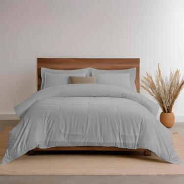 Imagem de Kit Enxoval 6 Peças Edredom Dupla Face e Jogo de Cama de Elástico e Fronhas Casal Queen Casa Dona (Cinza)