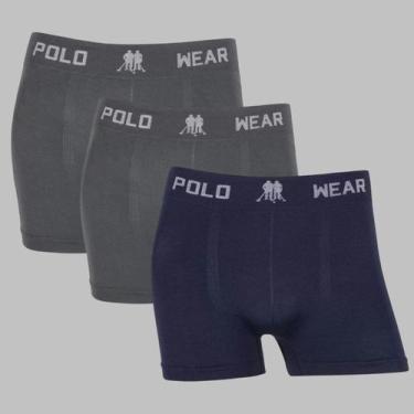 Imagem de Kit 3 Cueca Boxer Polo Wear Masculina Confortável Microfibra, 2 cinza,