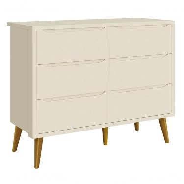 Imagem de Cômoda 6 Gavetas Théo New Areia Fosco Com Madeira - Moveisaqui