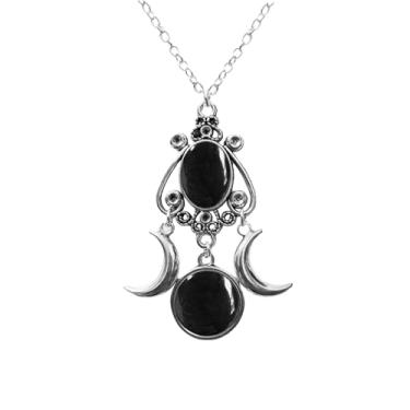 Imagem de Colar de lua boêmio para mulheres, colar gótico vintage com pingente de cristal sintético, acessórios para festas de Halloween, Adjustable, Metal, Sem Pedra Preciosa