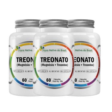Imagem de 3x Magnésio L Treonato Puro Concentrado 180 Cápsulas 600mg Flora Nativa do Brasil-Unissex