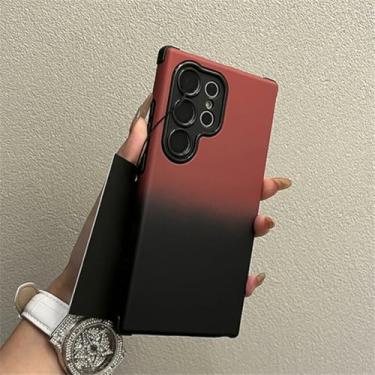 Imagem de MVVKKY Capa de celular luxuosa, degradê, fosca, à prova de choque, com airbag, rígida (para Samsung S24Ultra/vermelho e preto)