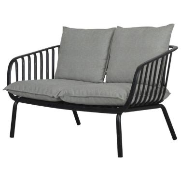 Imagem de Sofá 2 Lugares Seiva Rivatti 123,5 (largura) Em Polipropileno Preto Almofada Cinza Mescla