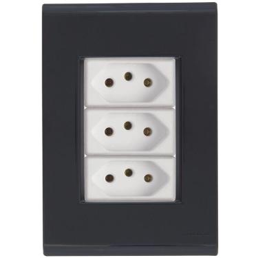 Imagem de Cj Três Tomadas Tripla 10a Liz Grafite Tramontina Completo Pronto Tramontina