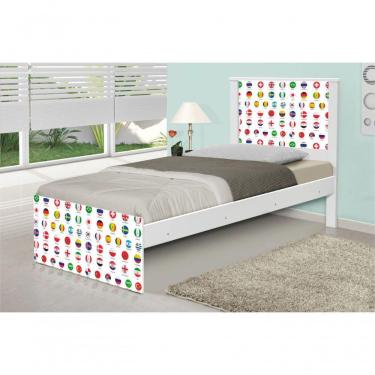 Imagem de Cama Solteiro Adesivada Futebol Seleções Copa Com Colchão