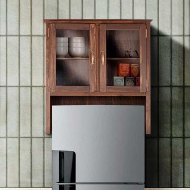 Imagem de Armário Aéreo Oratório 2 Portas De Vidro Madeira Maciça Imbuia