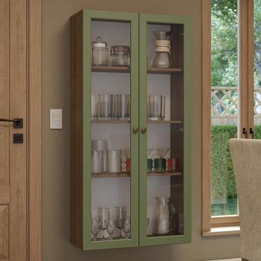 Imagem de Cristaleira Suspensa 70 Cm 2 Portas De Vidro Rustic-verde Vik Madesa