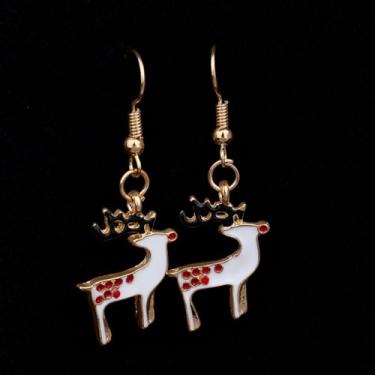 Imagem de Brincos de Natal femininos para festas de fim de ano, brincos de Papai Noel, lua, chapéu de sino, boneco de neve, bijuteria de fantasia de Natal para mulheres, one size, Metal, Sem pedra preciosa