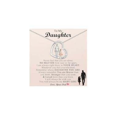 Imagem de KASTANNY Presentes para filha do pai, pingente em forma de coração para papai e filha, colar de coração, ótimos presentes para meninas de pai/mãe em aniversários, Natal, Dia dos Namorados