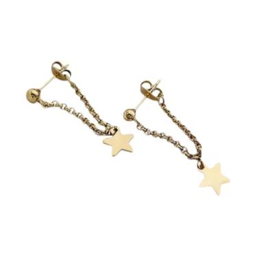 Imagem de Brincos de gota de estrela de ouro delicados, banhado a ouro 18 K sobre corrente de aço inoxidável, joias femininas modernas, design minimalista, resistente a manchas