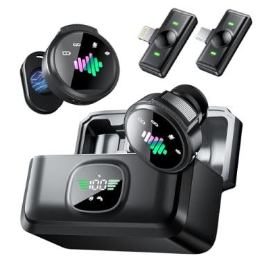 Imagem de LID LIRDDY Microfone Lavalier sem fio para iPhone: Mini microfones para equipamento Android - Microfone de lapela com redução de ruído para gravação profissional - Som de estúdio de 48 kHz - Vida útil