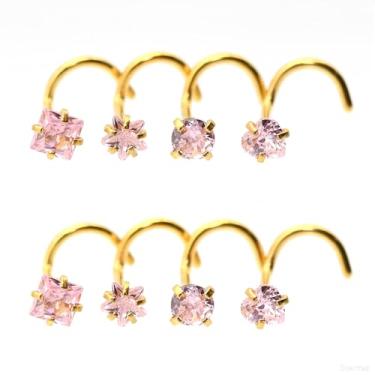 Imagem de Veloxium Pacote com 8 peças, brincos de nariz de cristal, aço inoxidável 20G, zircônia de 3 mm, várias formas, zircão, labret, piercing de nariz, joia de orelha, 20G 0.8x7mm, Aço inoxidável Zircônia