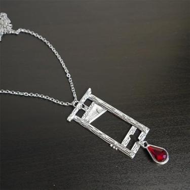 Imagem de 1 colar exclusivo com pingente de prata estilo guilhotina estilo guilhotina vazado, adequado para homens e mulheres, perfeito para festivais de música e festas.