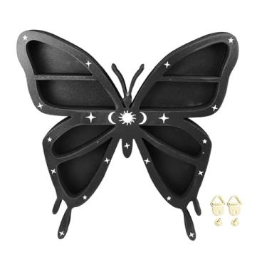 Imagem de Prateleira de cristal borboleta esculpida mecanicamente, prateleira multiuso para decoração de casa, quarto, madeira compensada 30x30x4cm