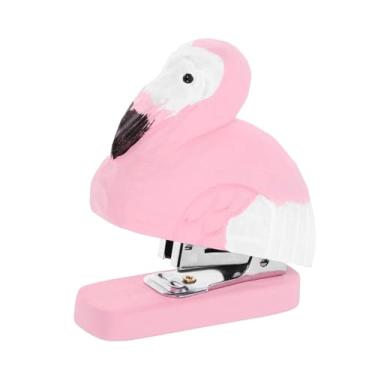 Imagem de KiBcsLic Grampeador de madeira em forma de animal, estatueta artística fofa e criativa para decoração de mesa, estátua portátil de animal, grampeador manual, Formato de Flamingo