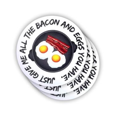 Imagem de (3 peças) Adesivo Give Me All The Bacon and Eggs You Have com frases motivacionais sarcásticas com citação humorística decalque de vinil para Kindle, laptop, garrafa de água, capacete rígido de