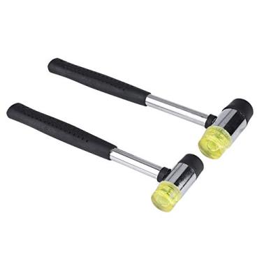 Imagem de Martelo de borracha manual de plástico de dupla face Ferramenta de couro Leve Durável Artesanato Costura Cabeça de borracha de resina Design de dupla finalidade para projetos DIY (Conjunto de duas