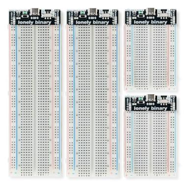 Imagem de Lonely Binary Kit de tábua de pão sem solda, 2 x 830 pontos + 2 placas de 400 pontos, 4 módulos de alimentação USB-C (proteção de 3,3 V/5 V, 500 mA) compatíveis com projetos DIY Arduino ESP32 STEM