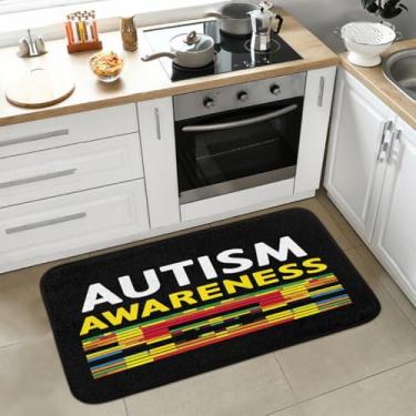 Imagem de Tapete de cozinha antiderrapante, lavável, antifadiga, macio, absorvente, tapete de cozinha, tapete de boas-vindas para cozinha, interior, entrada, pia, lavanderia, decoração de casa, arte, autismo