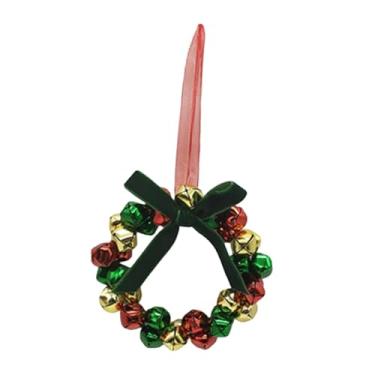 Imagem de predolo Guirlanda de Natal com Sino e Laço - Decoração de Natal para Pendurar na Janela - Ideal para Decoração Externa e Festivais, Style a