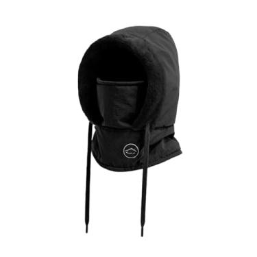 Imagem de simhoa Máscara de esqui com capuz, protetor de pescoço para ciclismo, balaclava grossa, cobertura facial térmica para corrida, ciclismo, motociclismo, Adultos Negros