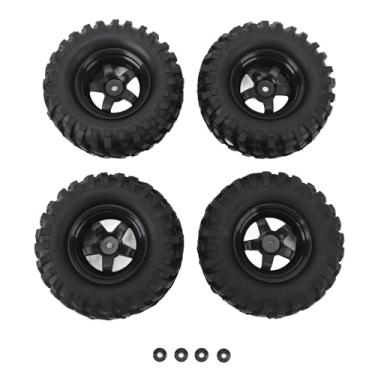 Imagem de Siwoted 4 pçs 1.9in rc roda jantes pneus conjunto para 1/10 rc rastreador carro universal rc rastreador roda jantes pneus de borracha rc acessórios preto