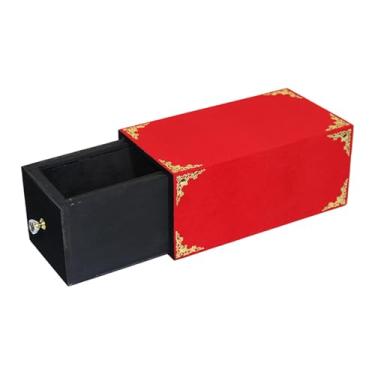 Imagem de TTETTZ Truque com Gaveta de Madeira – Ilusão de Palco – Ferramenta de Mágico – Mala – Caixa Que Aparece para Mágicos – Close-ups – Rua, Vermelho 28x15x12.5cm