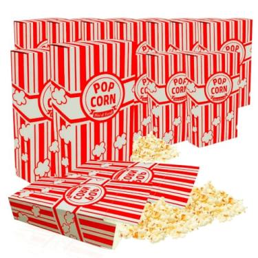 Imagem de Pacote com 250 caixas de pipoca a granel, caixas de pipoca de 35 g para festa, caixas de milho pop close-top, copos, balde para festa de cinema e noite de teatro