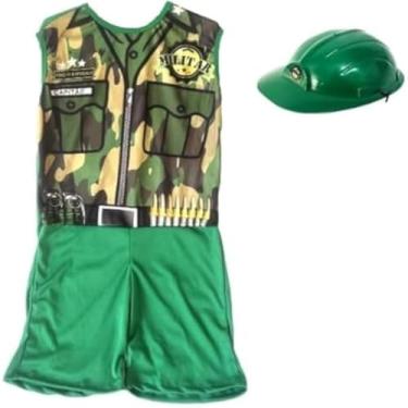 Imagem de Conjunto camuflado, infantil, uniforme de soldado, com capacete, ideal, divertido, e, pequeno.