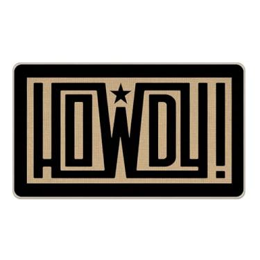 Imagem de Livcoz Tapete de porta da frente Howdy Welcome preto e branco, tapete decorativo de caubói ocidental, tapete de entrada antiderrapante, decoração de cozinha de casa de fazenda discreta para ambientes