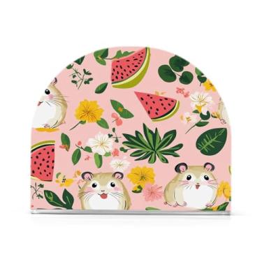 Imagem de xigua Porta-guardanapos de acrílico, porta-guardanapos de hamster de desenho animado fofo para mesas cozinha restaurante decoração de casa, suporte decorativo moderno para guardanapos de coquetel de