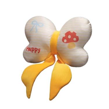 Imagem de Bothyi Almofada decorativa com estampa de laço, almofada de apoio lombar macia e ornamental para sofá, ideal para sala de estudos, escritório ou cadeira, 40cm Amarelo