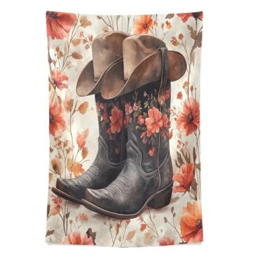 Imagem de STAYTOP Tapeçaria lindas botas de cowboy ocidentais tapeçarias para decoração de casa decoração de dormitório sala de estar quarto tapete de parede (60×40in)