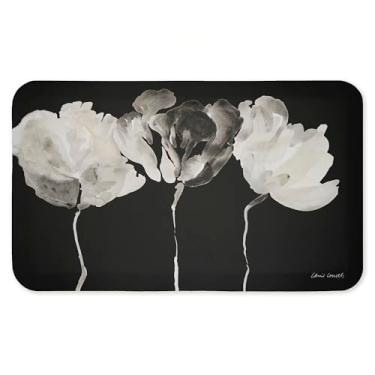Imagem de Trio in Light on Black Antifadiga, tapete ergonômico acolchoado para cozinha e pé com suporte antiderrapante, tapete confortável ecológico, design por Lanie Loreth, 76 cm x 45 cm