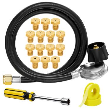 Imagem de CALPOSE Kit de conversão de gás natural para propano, kit de conversão de propano com mangueira reguladora de propano de 1,8 m, orifícios e ferramentas, adequado para Weber Genesis, Genesis II, Spirit