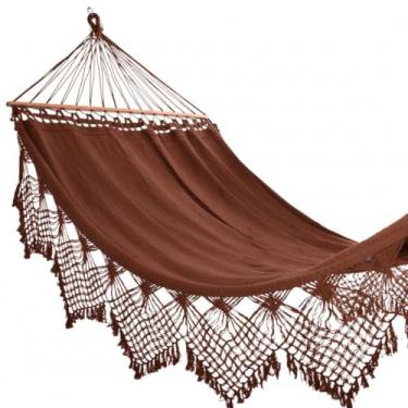 Imagem de Rede de Dormir Casal Grande com Madeira Luxo Reforçada para Descanso(Marrom)