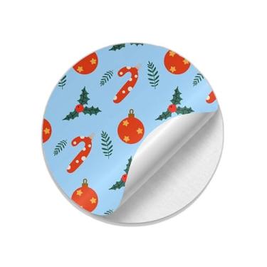 Imagem de 25 Unidades Adesivos Redondos Natalinos Coloridos Com Estampa de Natal - Tamanho 85x85cm