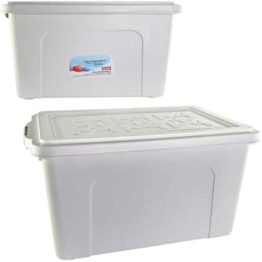 Imagem de Caixa grande, armazenamento, organizador, container, objetos, casa, plastico branco, util