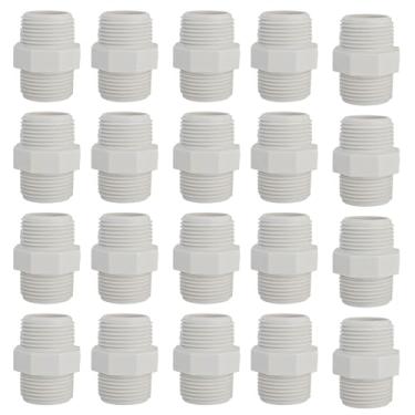 Imagem de PDETVEO 20 peças adaptador de acoplamento de PVC de 2,5 cm, conector de rosca NPT macho para macho, encaixe de tubo para sistema de encanamento e linhas de água domésticas