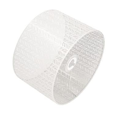 Imagem de Cryfokt Abajur de Tambor de Ferro Oco, Padrão de Folha, Capa de Abajur Decorativo para Lustre de Parede de Mesa, 9,8 pol. X 6,3 pol., E27 E14, Iluminação Doméstica Elegante (Branco)