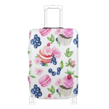 Imagem de Joisal Capa de bagagem para protetor de mala de viagem sobremesas coloridas bolos mirtilo personalizado floral presentes de viagem manga de bagagem, P, serve para capa de 45 a 50 cm, Bolos coloridos