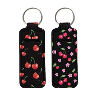 Imagem de Porta-chaves de batom com 2 peças, pequenos presentes de Natal para mulheres, Cerejas pretas, tamanho �nico