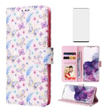 Imagem de Asuwish Capa de celular para Samsung Galaxy S20 5G 15.7 cm carteira celular com protetor de tela de vidro temperado bloqueio RFID porta-cartão flor slot suporte S 20 20S UW S2O G5 mulheres homens