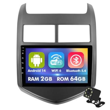 Imagem de Tela sensível ao toque IPS de 9 polegadas Android 14 estéreo para carro Chevrolet Sonic Aveo 2011-2015 com CarPlay sem fio e Android Auto 2 + rádio de carro de 64 GB, compatível com WiFi 6, Bluetooth