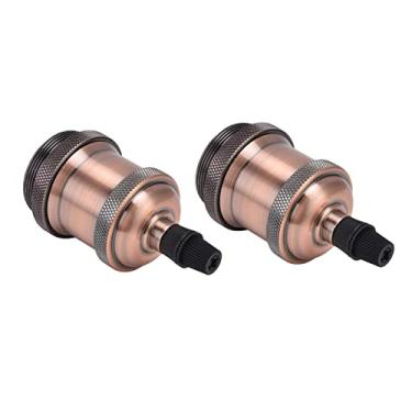 Imagem de aqxreight 2 Peças Soquete de Lâmpada Vintage retrô Suporte de Lâmpada de Alumínio Acessórios Faça você Mesmo para Vintage E26/27Bronze Amarelo Sem Operação Máxima para Durabilidade Lata de Alumínio