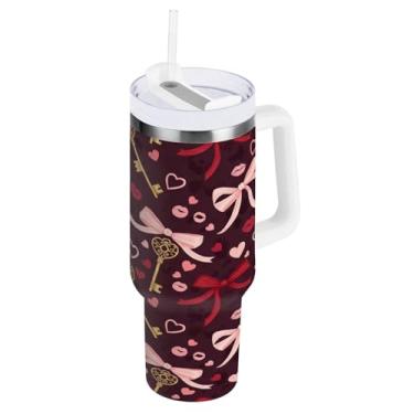 Imagem de Blueangle Copo isolado com alça e tampa de canudo, aço inoxidável reutilizável (271)