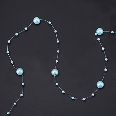 Imagem de Acouto Contas 10M Linha de Pesca Pérolas Artificiais Contas Decoração de Festa de Casamento Guirlanda Artes, Artesanato e Costura/Costura/Guarnição e Enfeites/Guarnição Com Miçangas (Azul celeste)