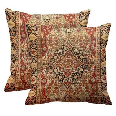 Imagem de Britimes Capas de almofada, decoração de arte asteca Kilim para casa, 45,7 x 45,7 cm, conjunto de 2 capas de sofá, fronhas de pintura a óleo abstrata para quarto, sala de estar, decoração tribal