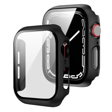 Imagem de Capa protetora de PC rígido, compatível com Apple Watch tamanhos 40/41/42/44/45/46 mm, inclui protetor de tela, adequado para iWatch Series SE 4 5 6 7 8 10 11 Ultra. (Preto, Série 4/5/6/SE 44 mm)